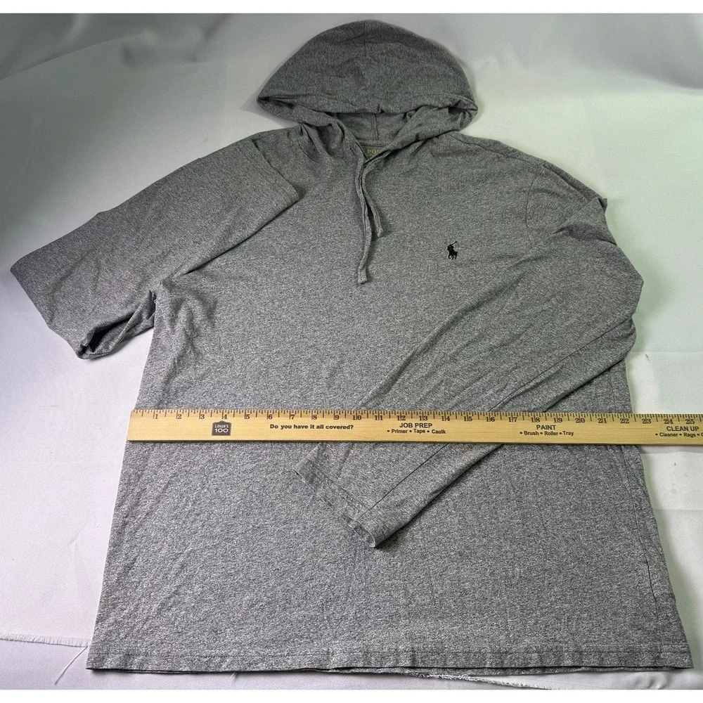 Polo Ralph Lauren Hoodie Shirt Large‎ Gray Long Sleeve Jersey Cotton Pullover L